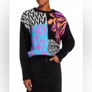 Essentiel Antwerp Colorblock Mixed Print Sweater Size M